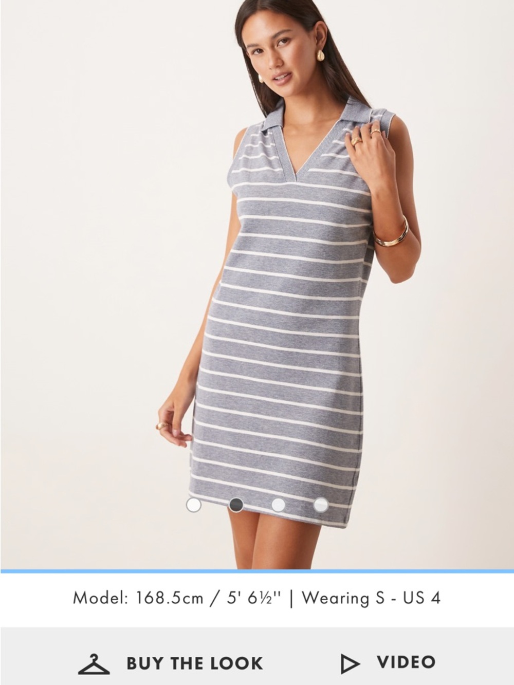Mango Sleeveless Striped Polo Dress - blue gray like new